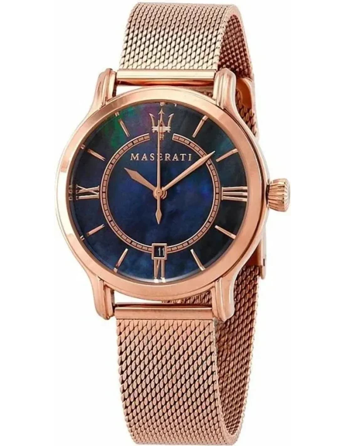 Montre Maserati R8853118503 Cadran Bleu et maille milanaise Rose Gold