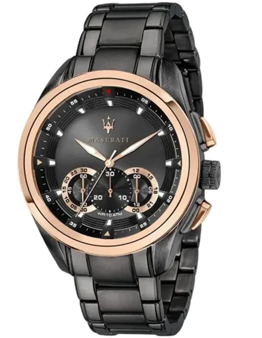 Montre Maserati Traguardo R8873612016 chronomètre acier noir détails or rose