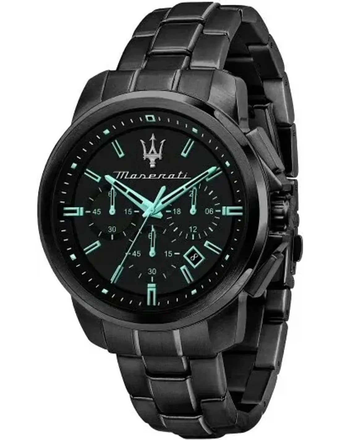 Montre Maserati Successo Aqua Edition R8873644003 Acier noire détails turquoise