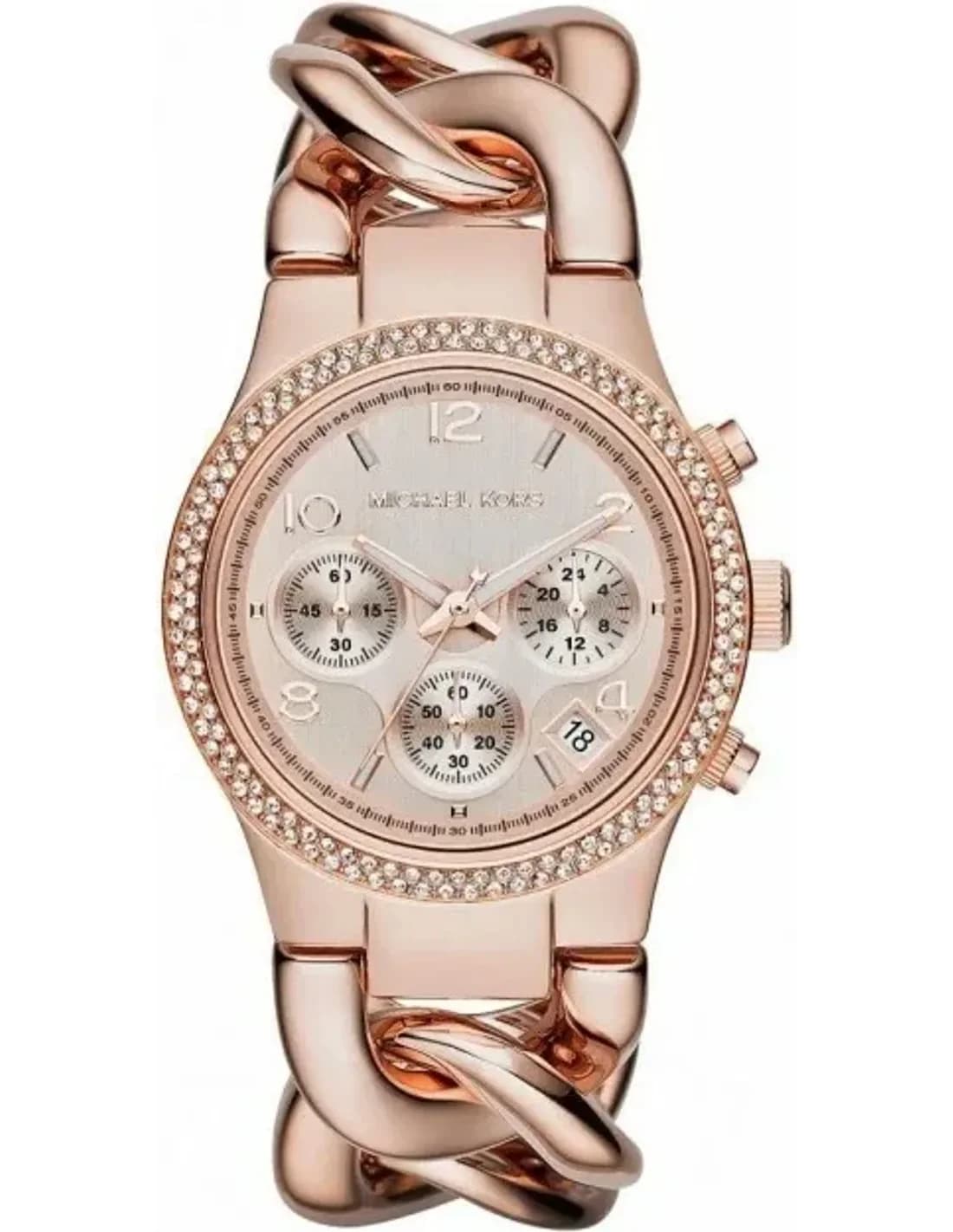 Montre Femme Michael Kors Runway MK3247 Bracelet en acier de couleur or rose à gros maillons