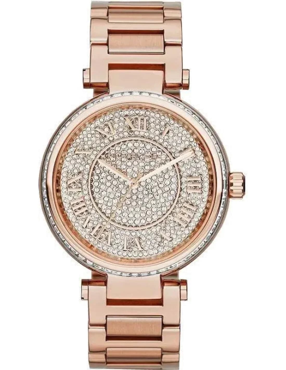 Montre Michael Kors Skylar MK5868 Pavée de cristaux bracelet en acier doré rose