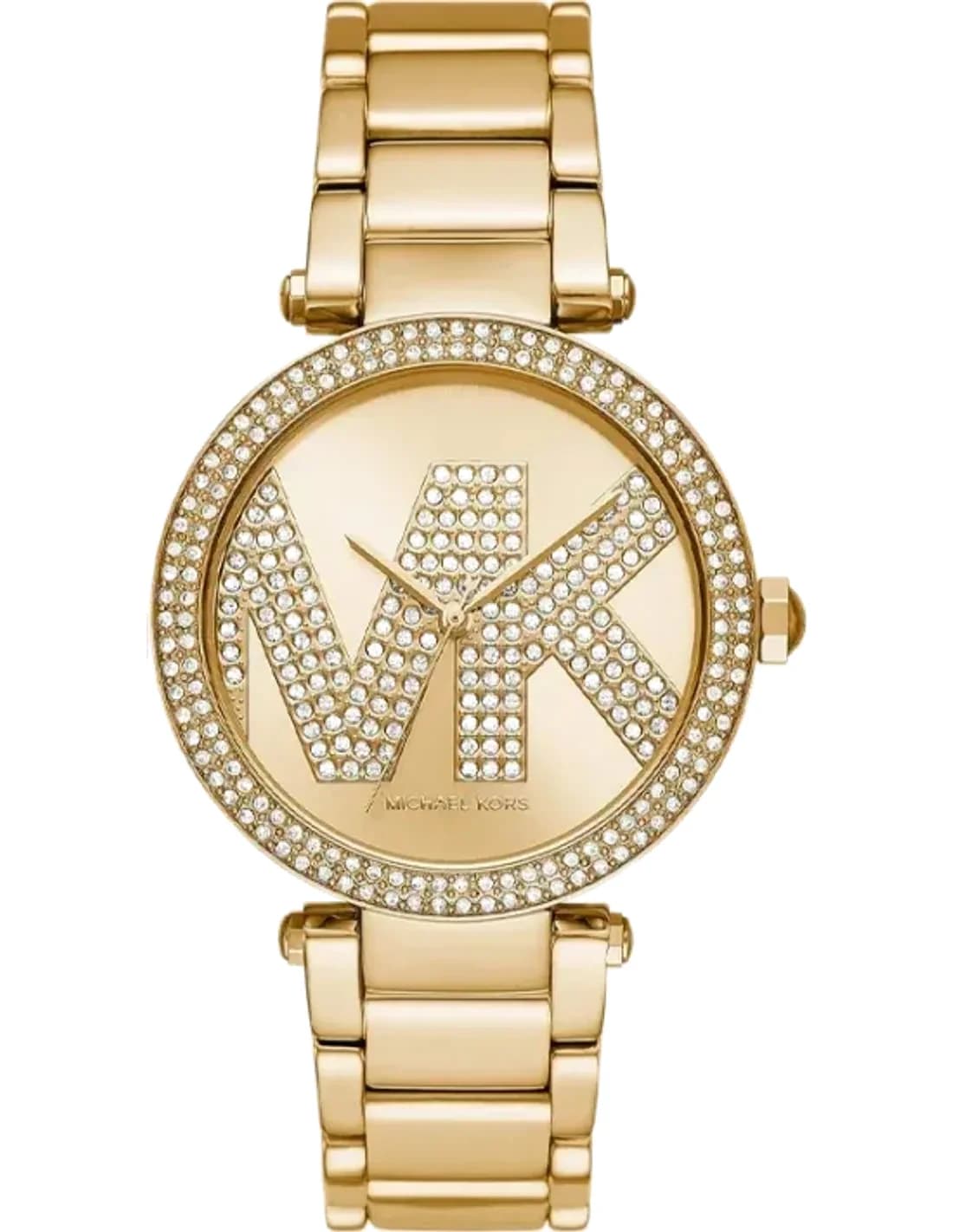 Montre Michael Kors MK6659 Pavé avec logo doré cadran doré et bracelet en acier inoxydable