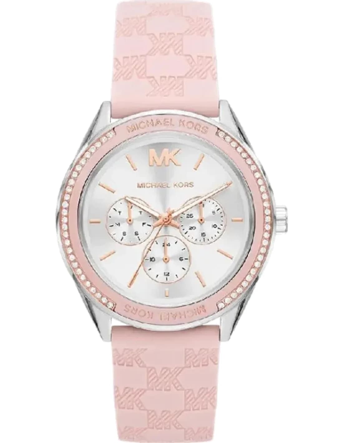 Montre Michael Kors Jessa MK7268 multifonction bracelet en silicone rose gaufré