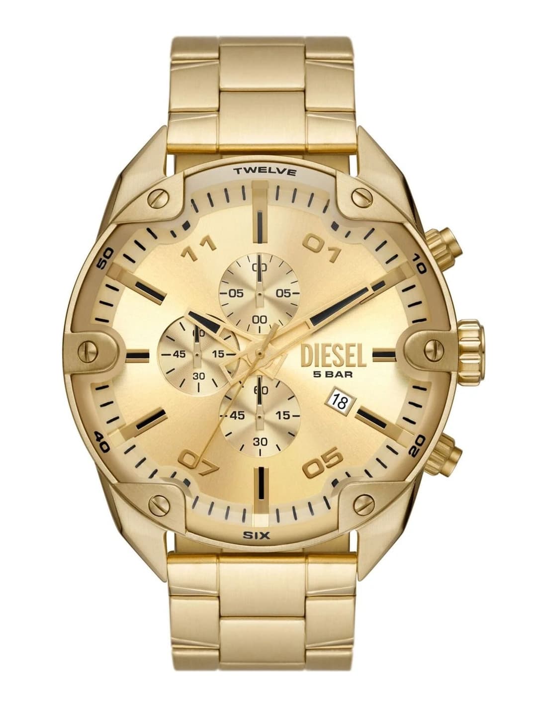Montre Homme Diesel Spiked DZ4608 cadran doré bracelet acier