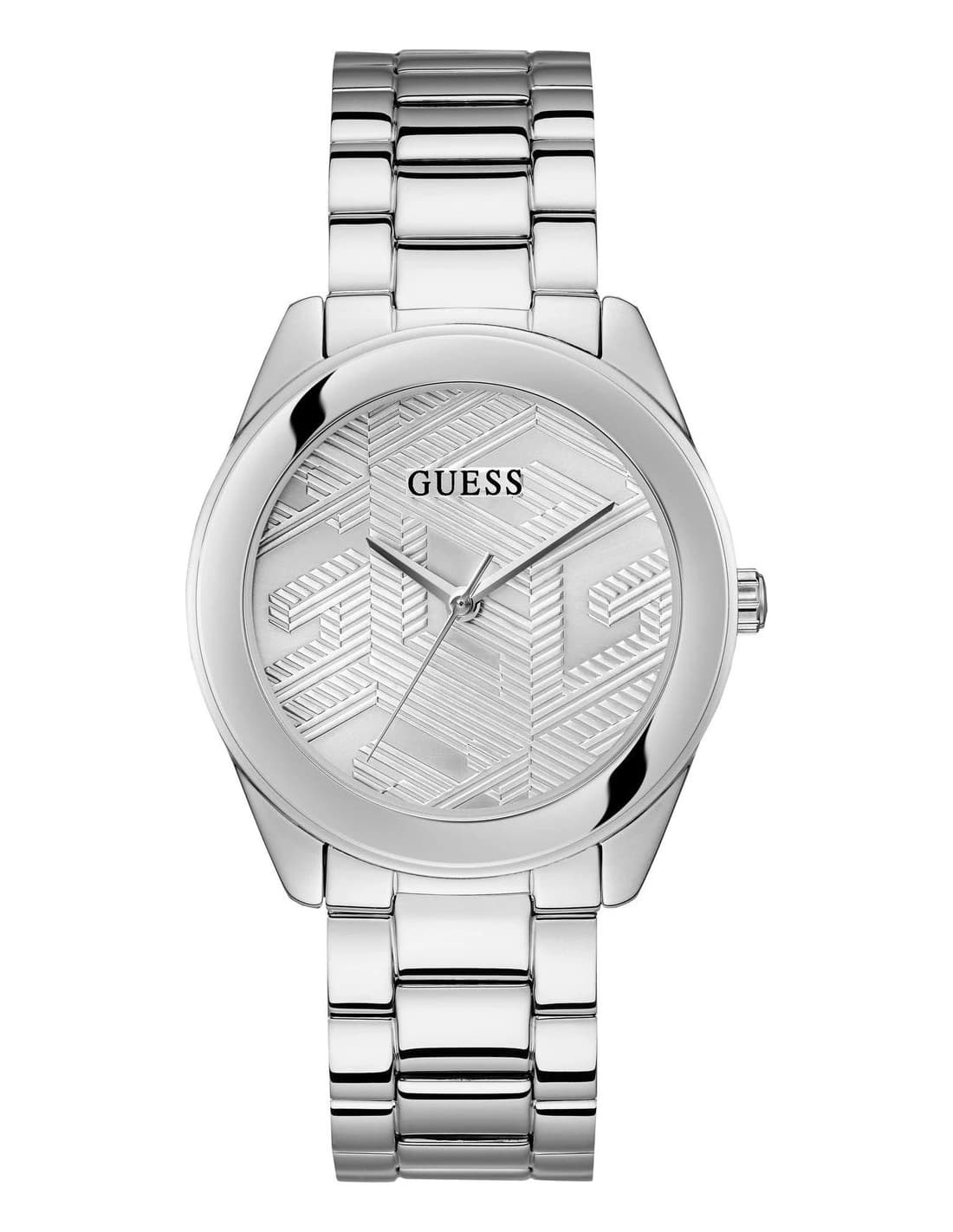Montre Femme Guess Cubed GW0606L1 cadran monogramme G bracelet acier argenté