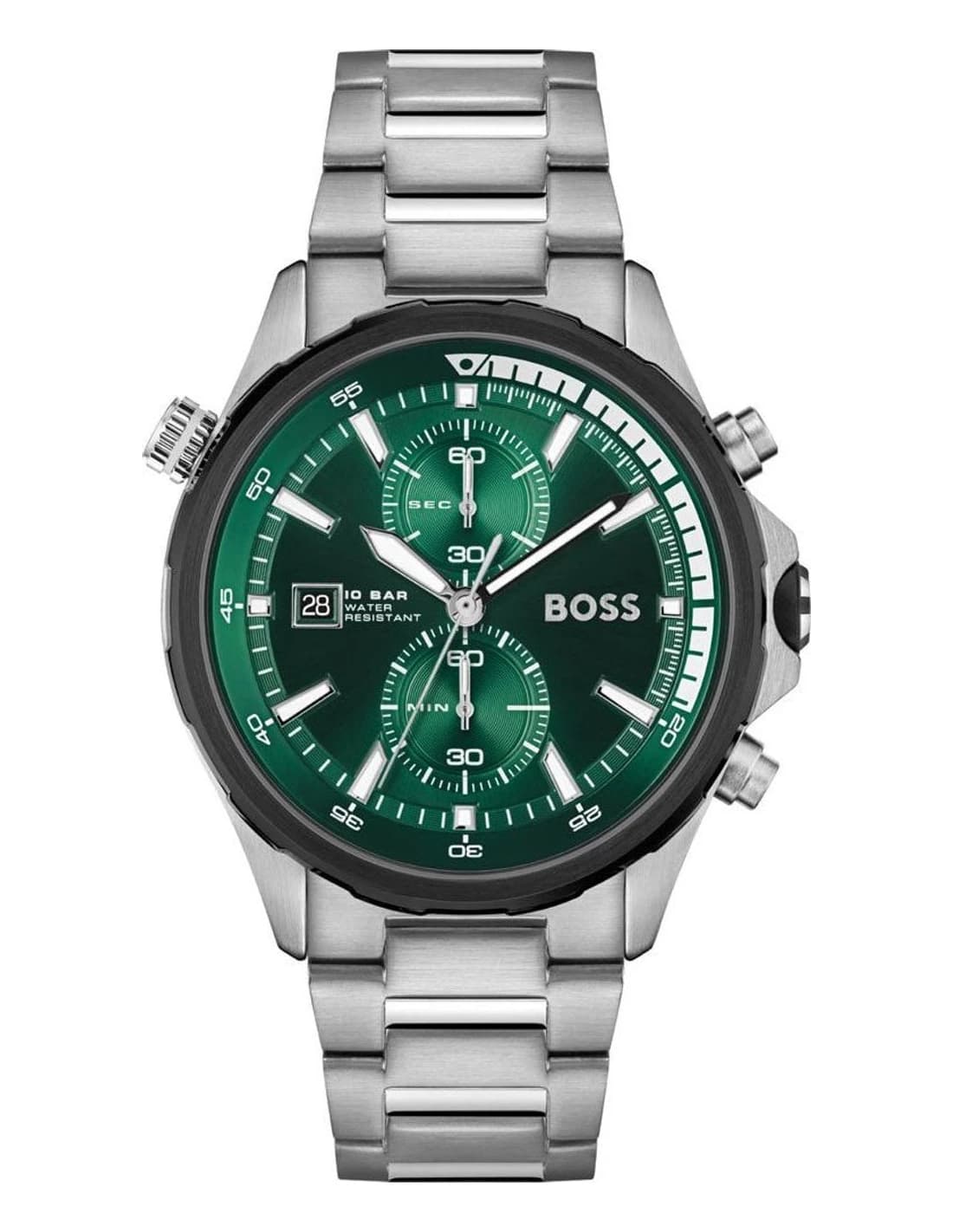 Montre Homme Hugo Boss Globetrotter 1513930 argenté/vert bracelet Maillons acier