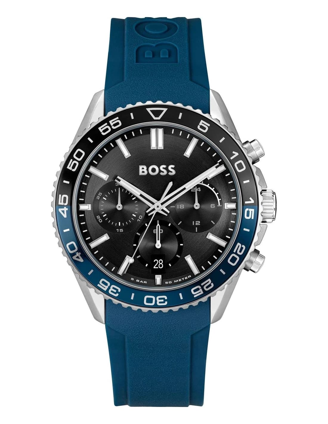 Montre Homme Hugo Boss Runner 1514245 noir et bleu bracelet silicone