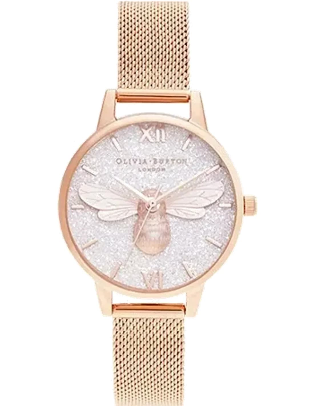 Montre Olivia Burton Lucky Bee OB16FB04 cadran pailleté gris