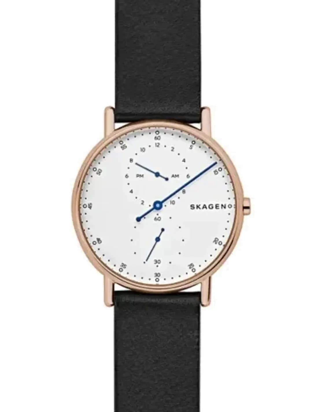 Montre Skagen SKW6390 Signatur avec Bracelet en Cuir Brun et Cadran Blanc