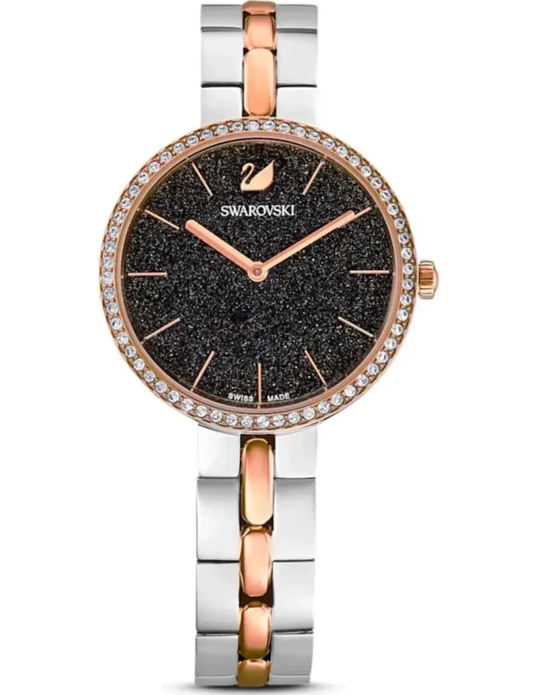 Montre Swarovski 111444 Cosmopolitan Bicolore Cadran Noir Poudre de Diamants