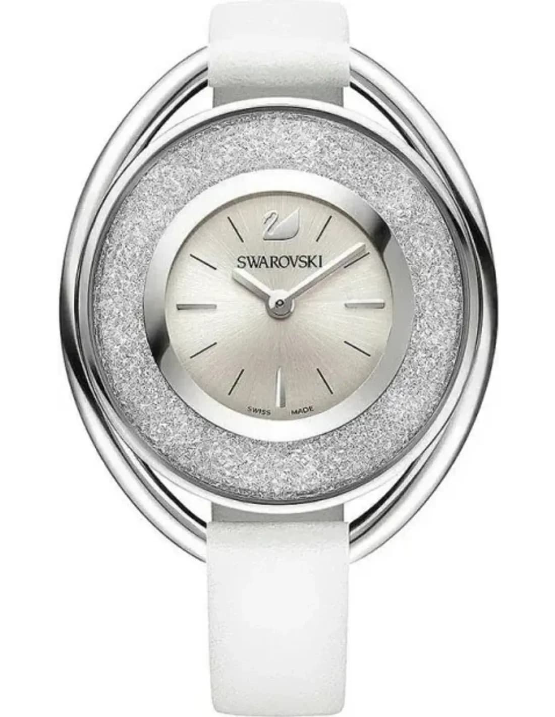 Montre Femme Swarovski Crystalline Oval 5158548 bracelet cuir blanc