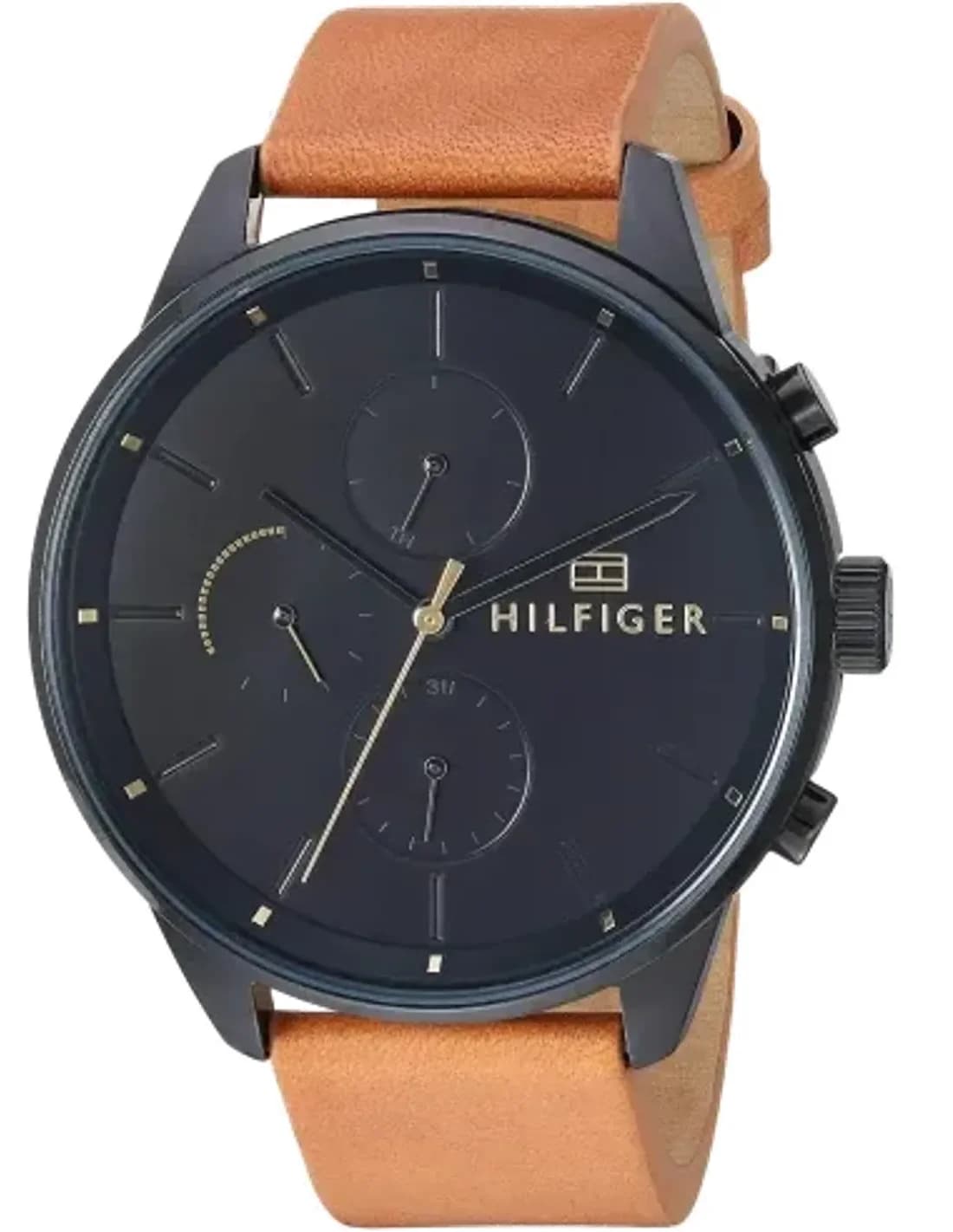 Montre Tommy Hilfiger 1791486 Cadran Bleu Foncé et Bracelet Cuir Marron