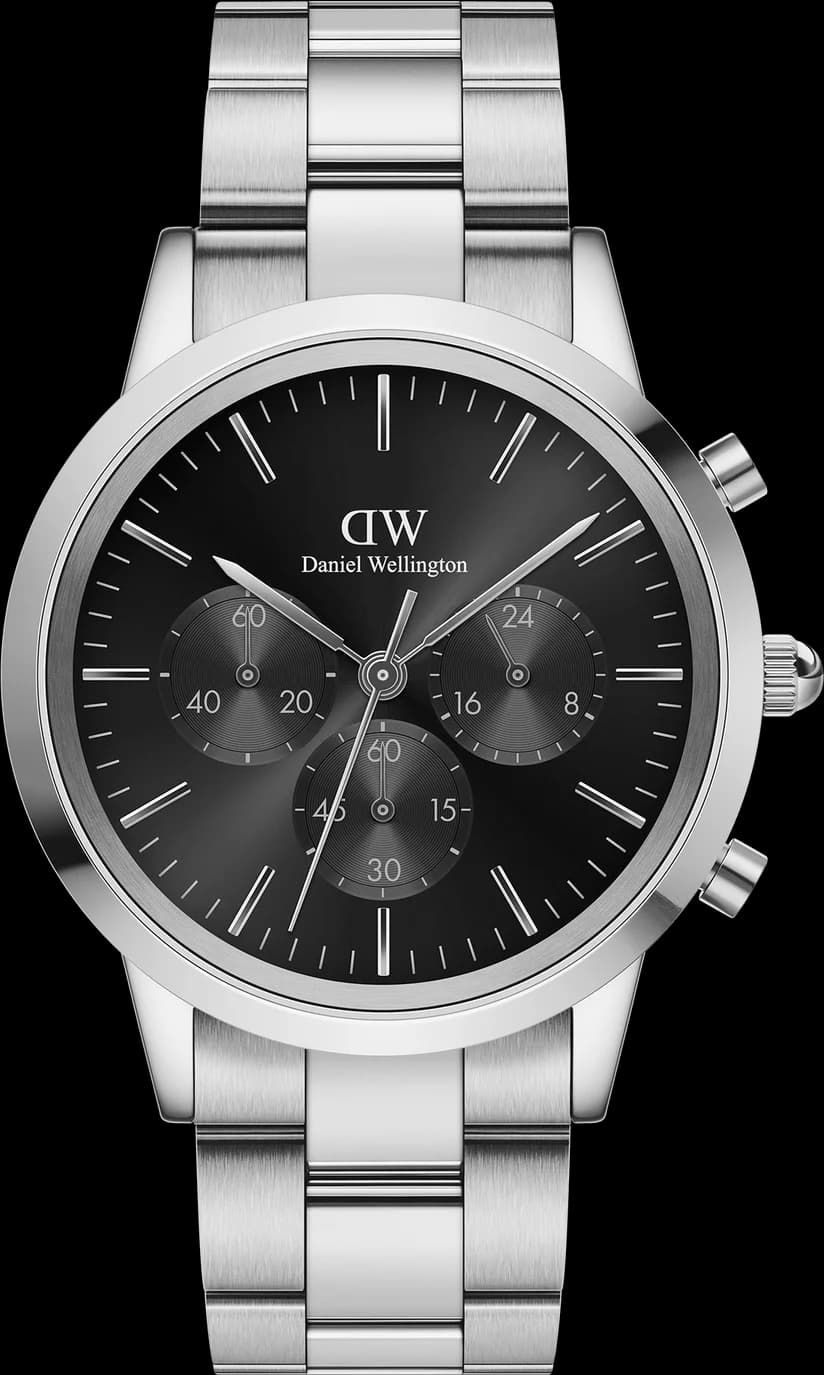 Montre Daniel Wellington DW00100645 Iconic Chronograph Link Onyx G en acier cadran noir