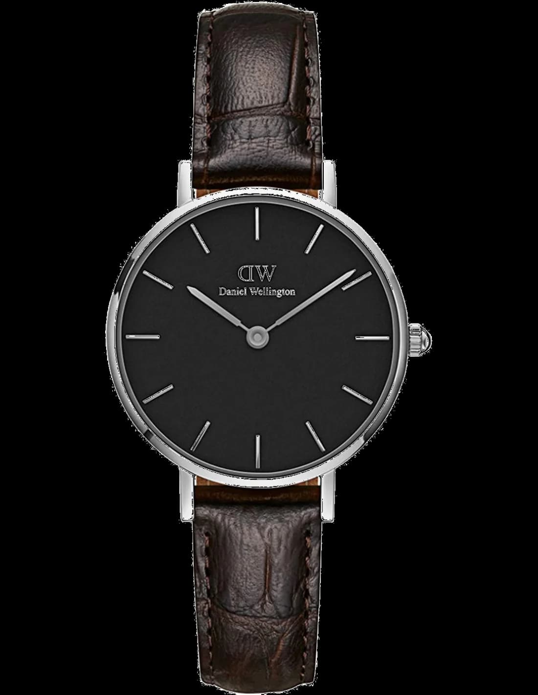 Montre femme Daniel Wellington DW00100238, au cadran noir sur bracelet cuir