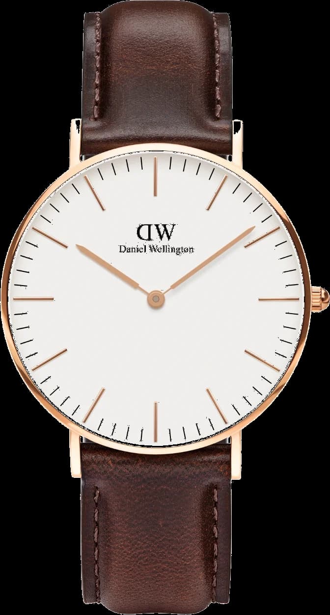 Montre unisexe Daniel Wellington DW00100039, cadran blanc, bracelet cuir marron