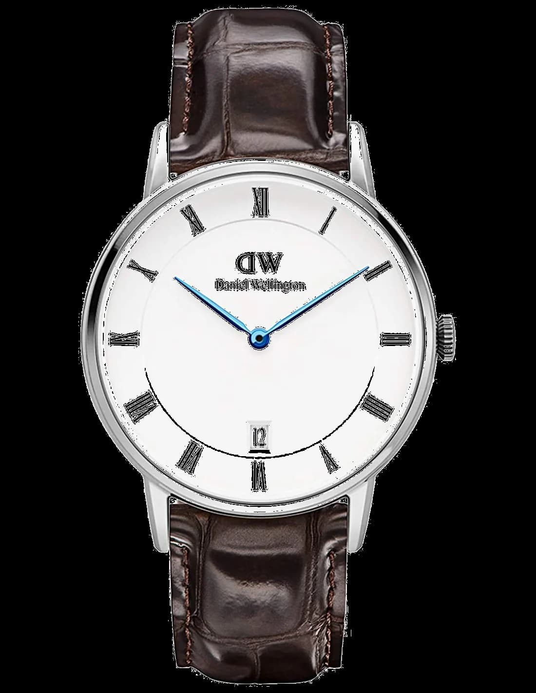 Montre unisexe Daniel Wellington DW00100097, acier poli, cadran blanc, bracelet cuir marron