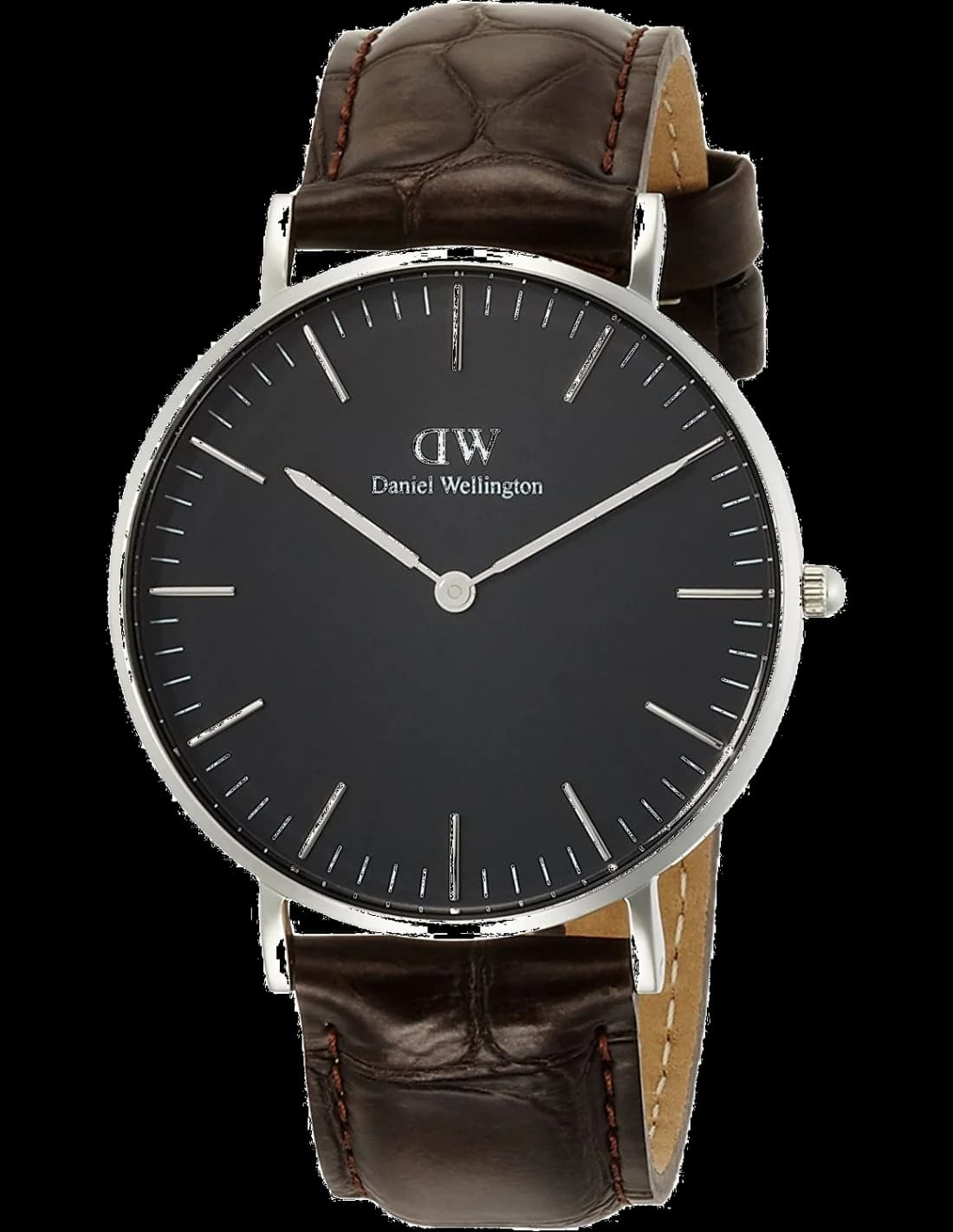 Montre femme Daniel Wellington DW00100146, cadran noir chaleureux sur cuir marron
