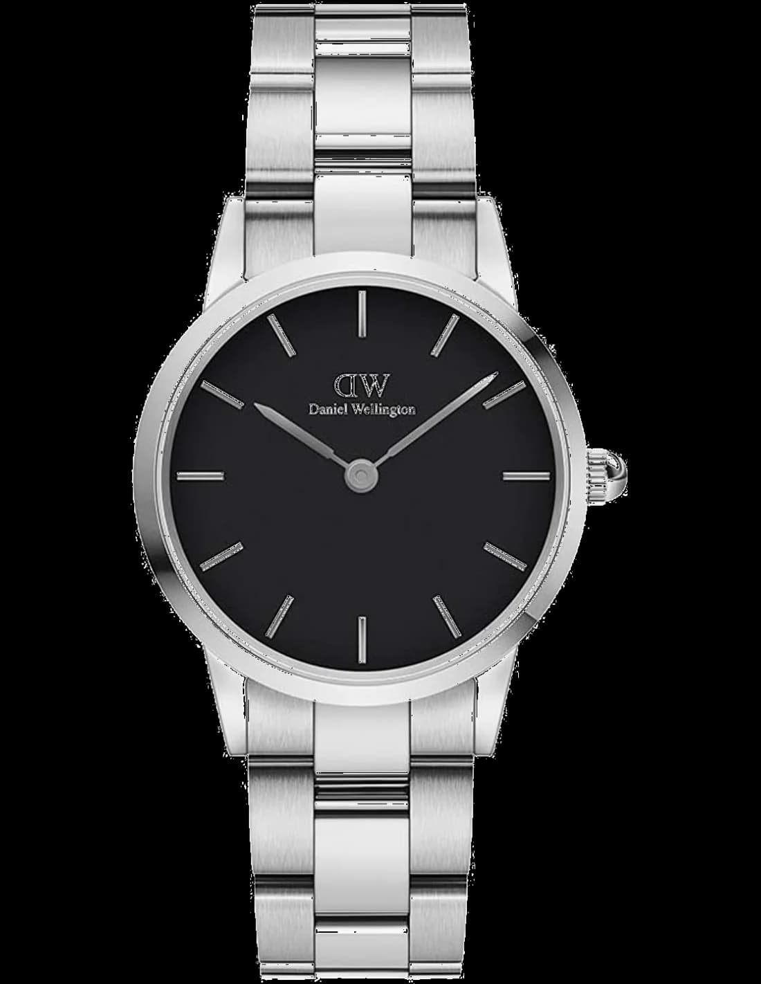 Montre femme Daniel Wellington DW00100208, cadran noir sur bracelet acier argenté