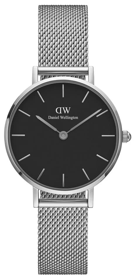 Montre femme Daniel Wellington DW00100218, avec cadran noir et bracelet acier milanais