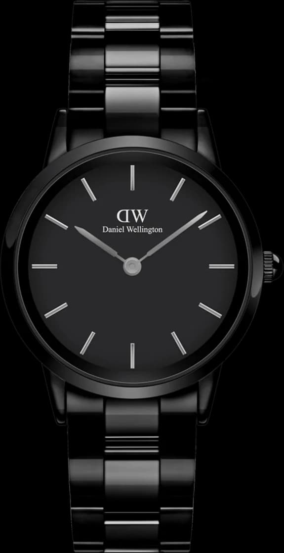 Montre femme Daniel Wellington DW00100414, cadran noir et bracelet acier