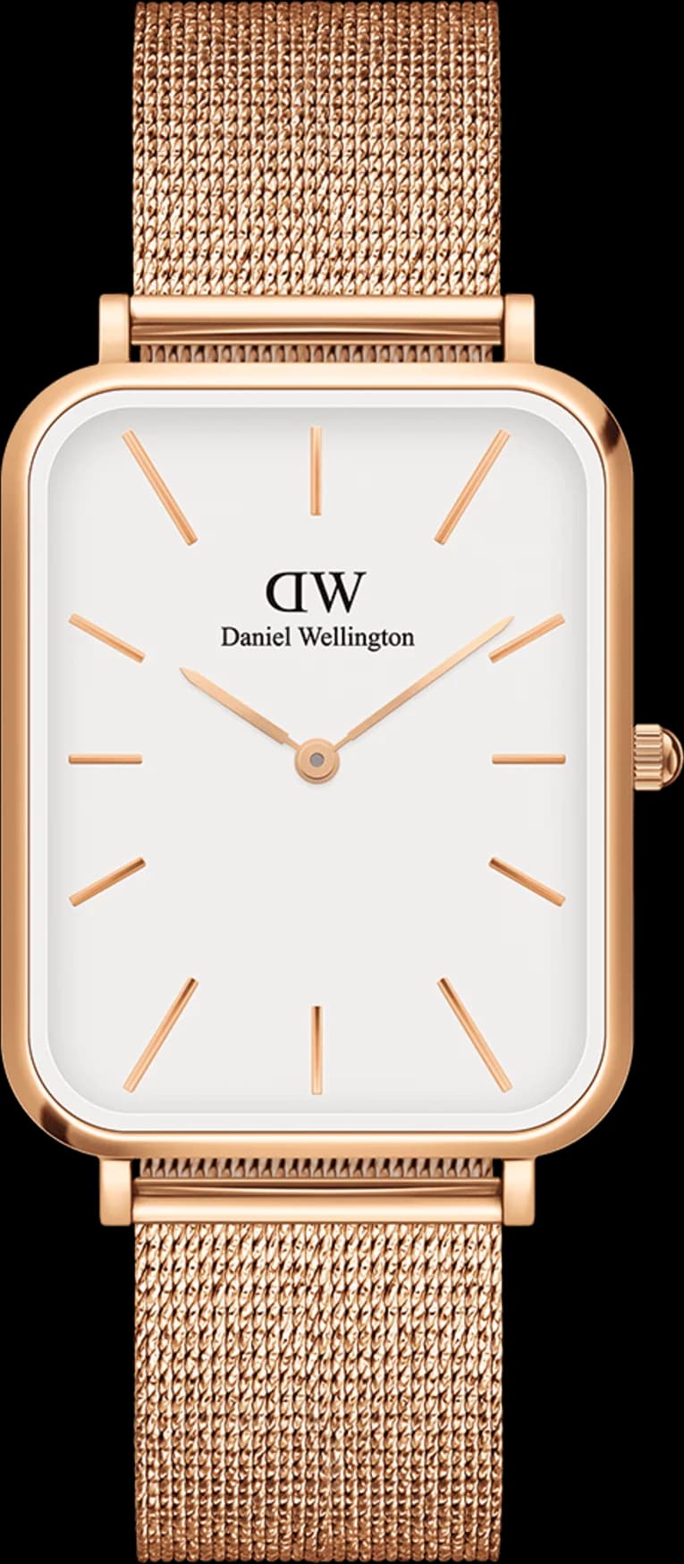 Montre femme Daniel Wellington DW00100465, cadran blanc, bracelet acier, Quadro Pressed Melrose or rose
