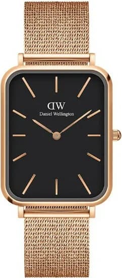 Montre Daniel Wellington DW00100466 Quadro Pressed Melrose Cadran Noir Onyx et Or Rose