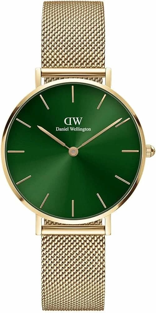 Montre femme Daniel Wellington DW00100479, cadran vert, maille milanaise