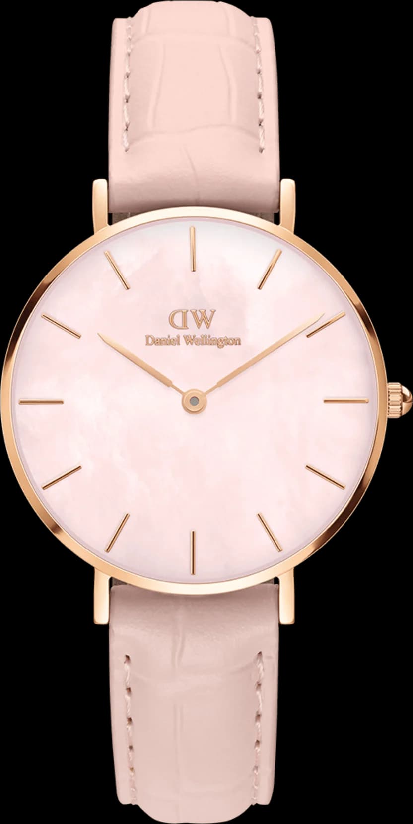Montre femme Daniel Wellington DW00100511, au cadran rose nacre et bracelet cuir