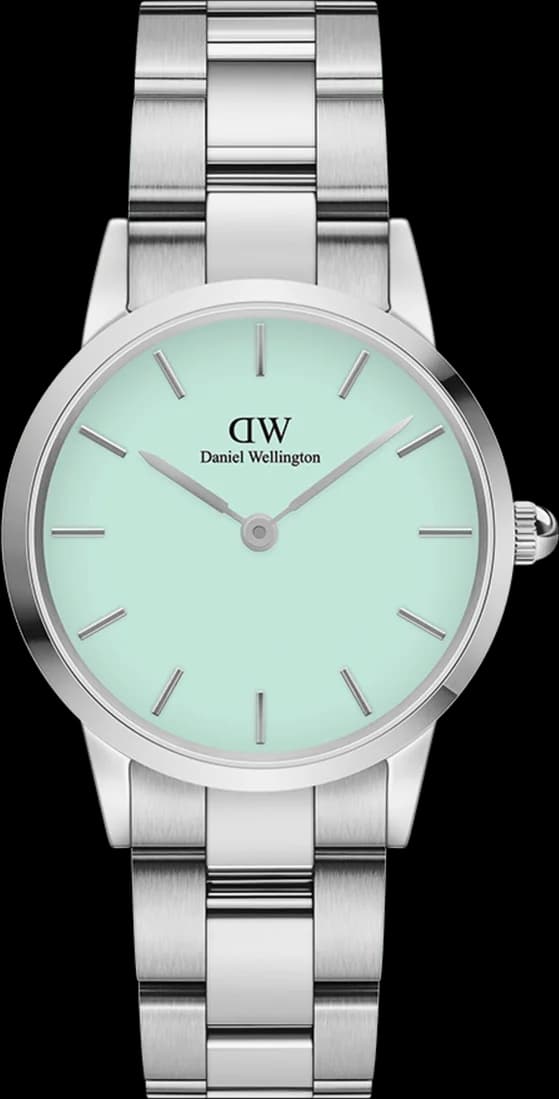 Montre femme Daniel Wellington DW00100537, icône verte pastel sur bracelet acier poli