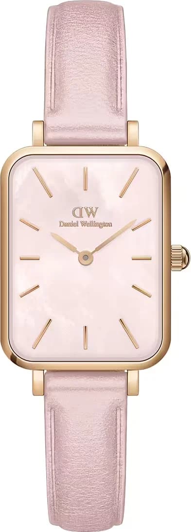 Montre femme Daniel Wellington DW00100636, cadran rose nacré, cuir, Quadro Cherry Blossom