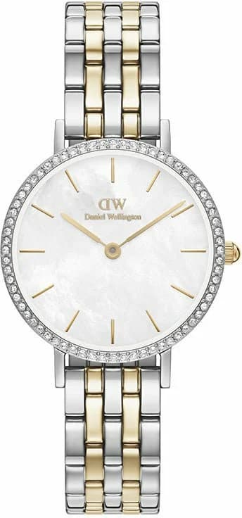 Montre Femme Daniel Wellington Petite Lumine Bezel 5-Link Two-Tone DW00100665 cadran blanc nacre