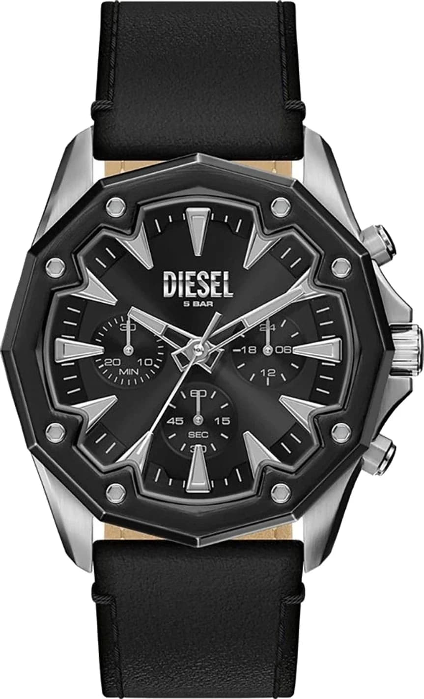 Montre Homme Diesel Stinger DZ4710 cadran noir bracelet cuir