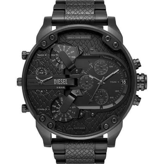 Montre Diesel DZ7468 noire avec cadran noir et index blancs, style XXL imposant