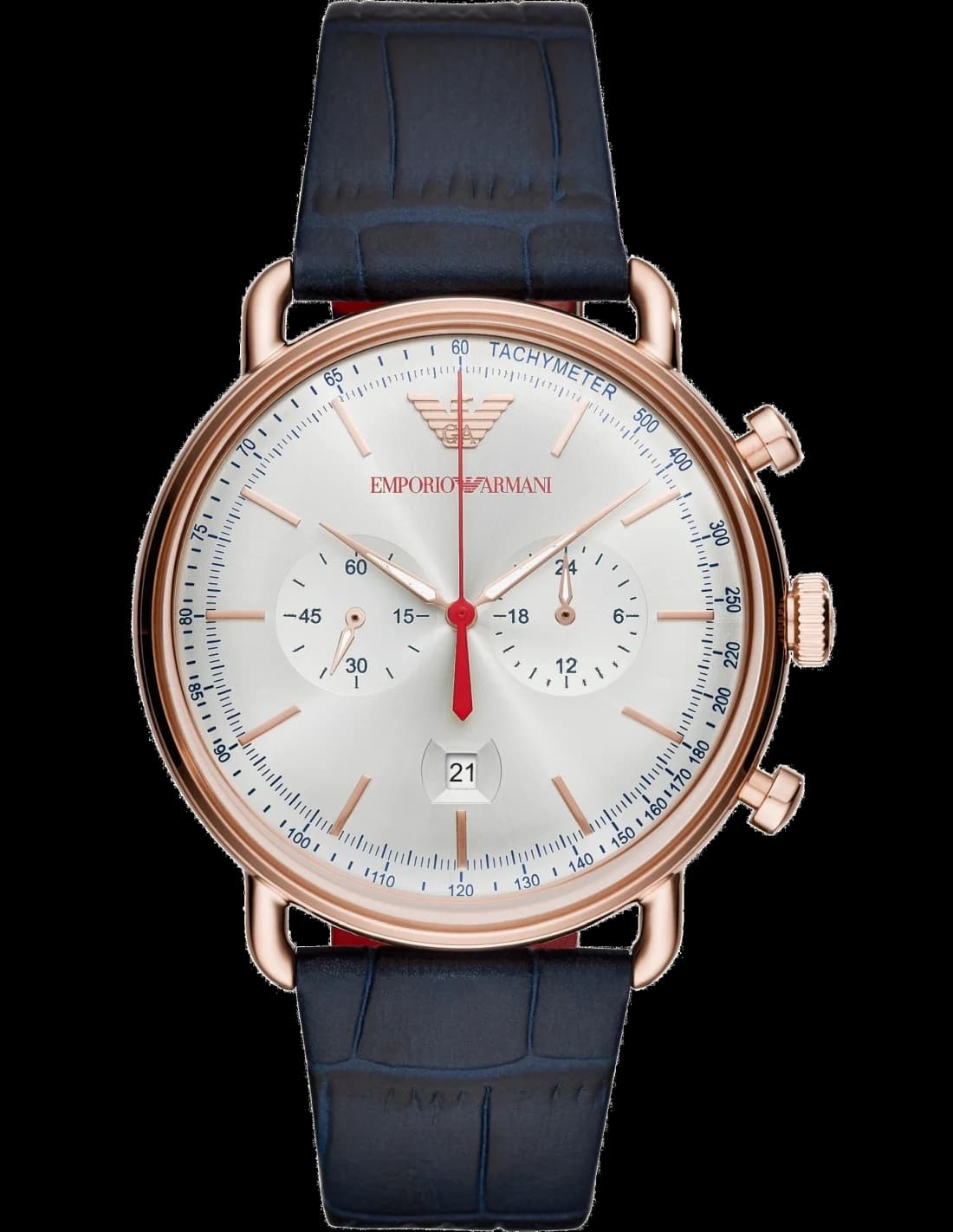 Montre Emporio Armani Chronomètre AR11123 Bracelet en cuir bleu