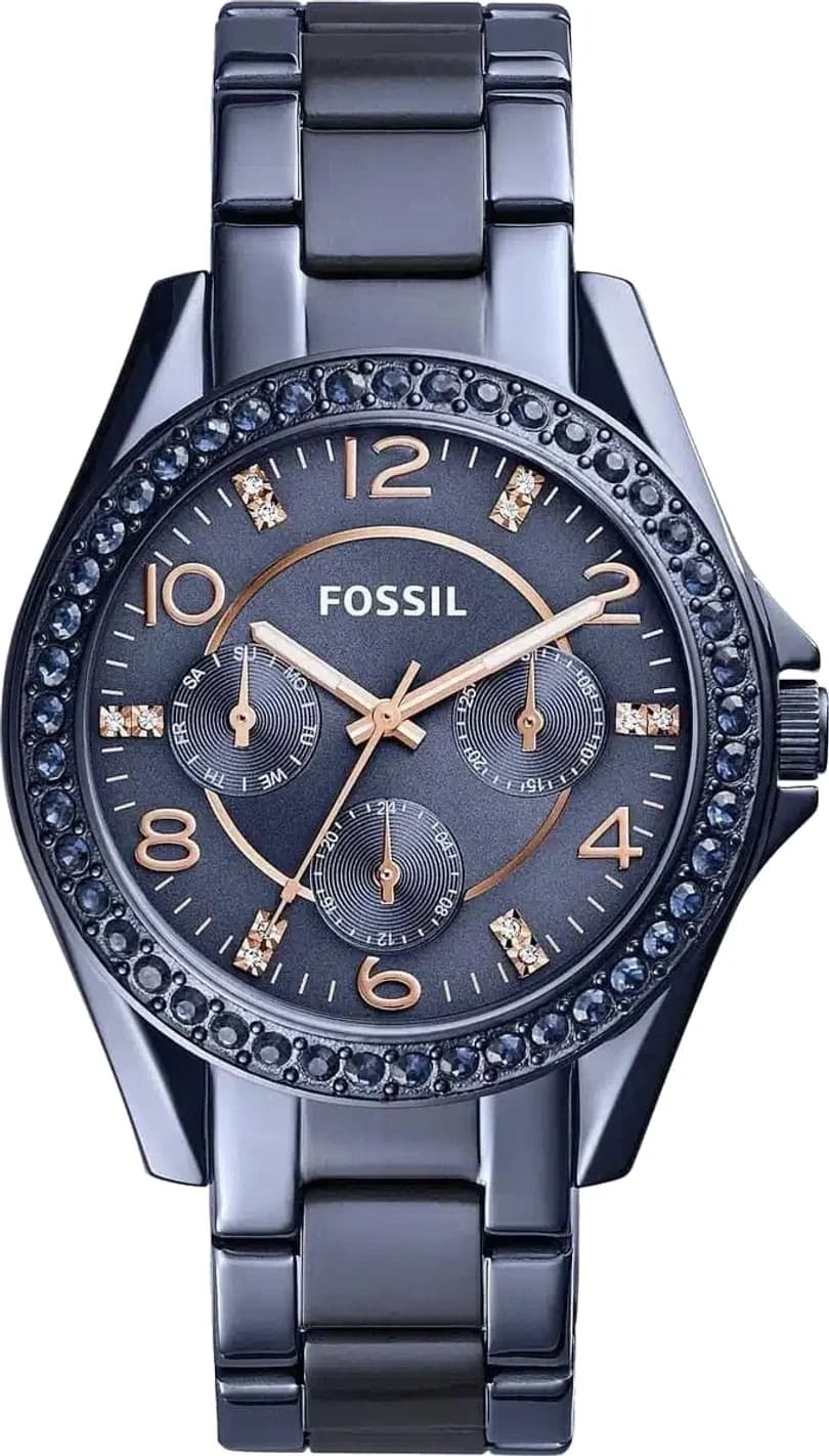 Montre Femme Fossil Riley ES4294 bracelet acier bleu