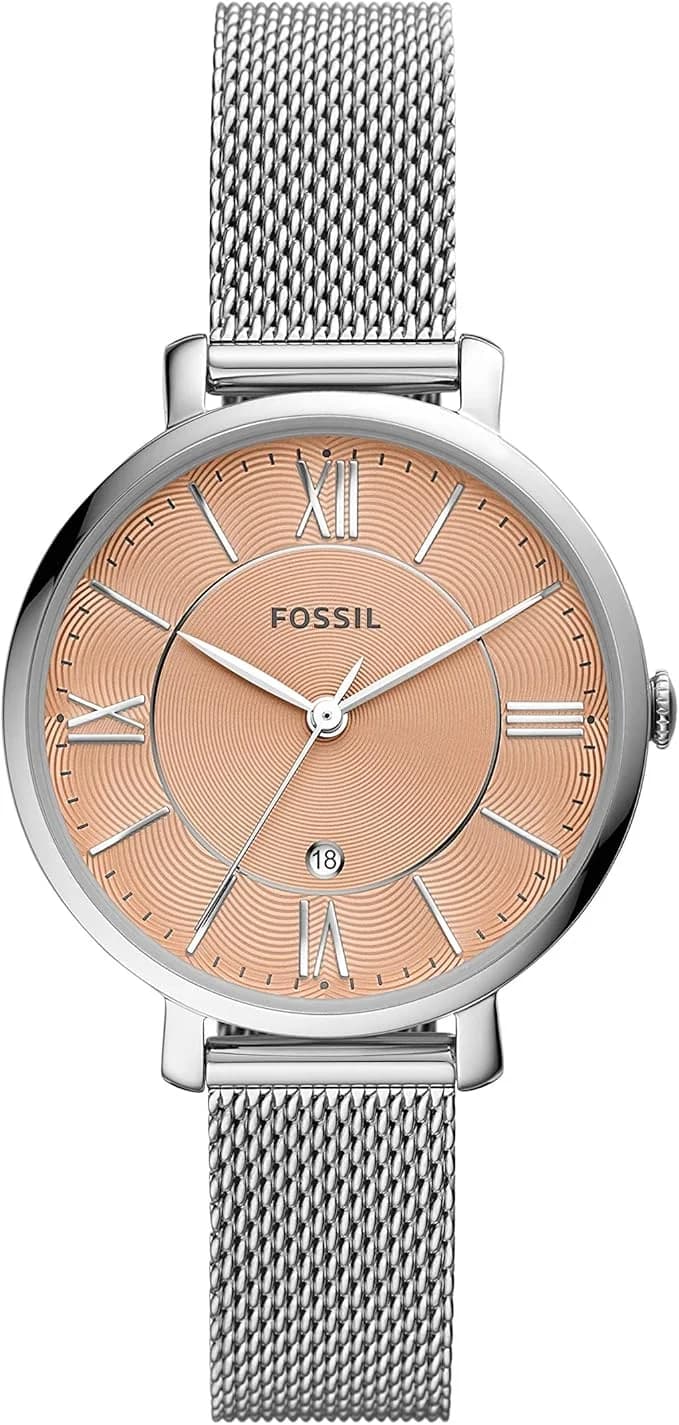 Montre femme Fossil Jacqueline ES5089 en acier inoxydable avec date et grille
