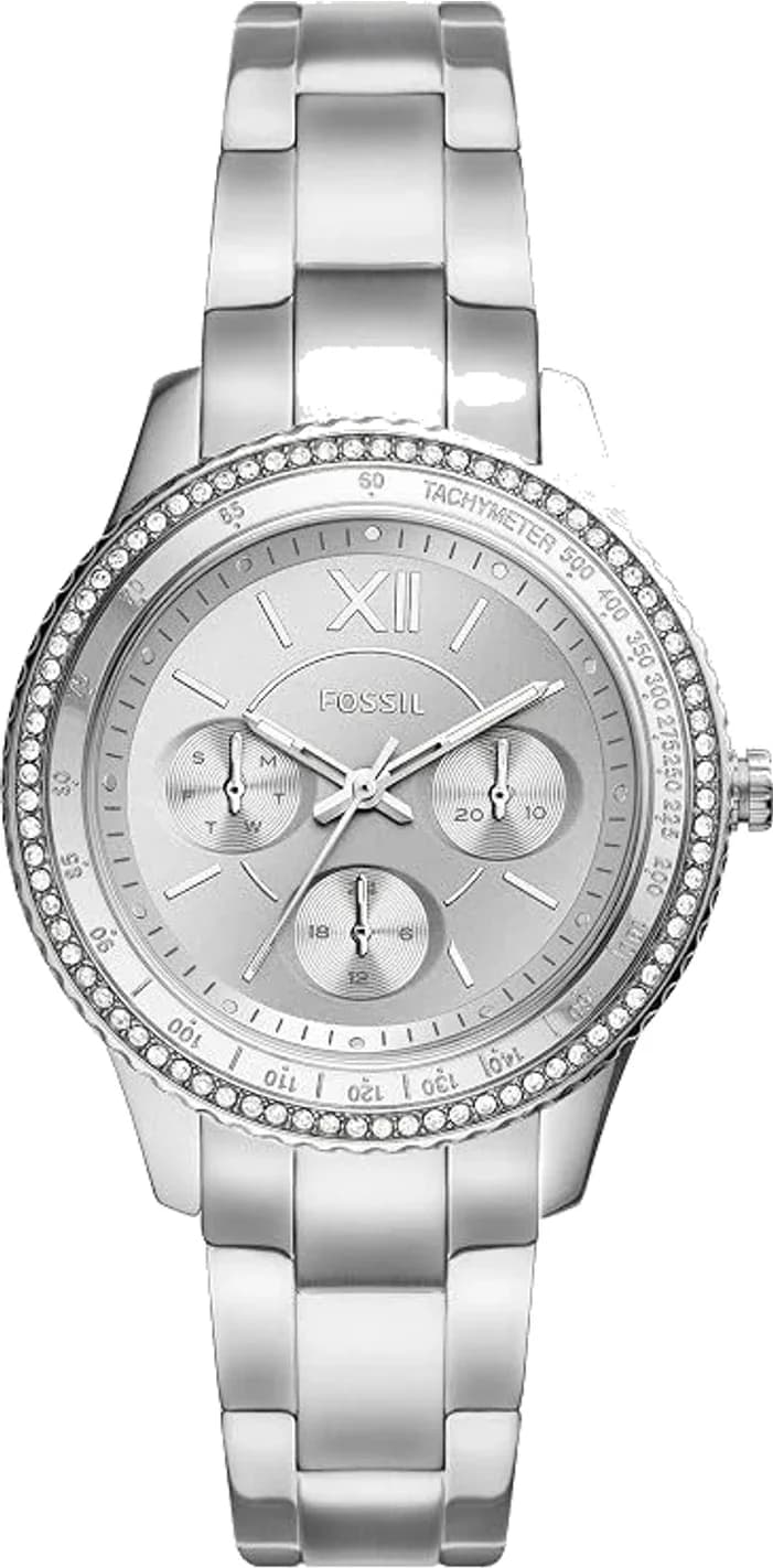 Montre Femme Fossil Stella Sport ES5108 cadran argenté bracelet acier