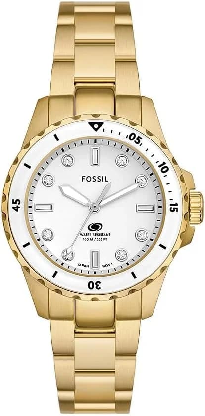 Montre Femme Fossil Blue Dive ES5350 cadran blanc bracelet acier