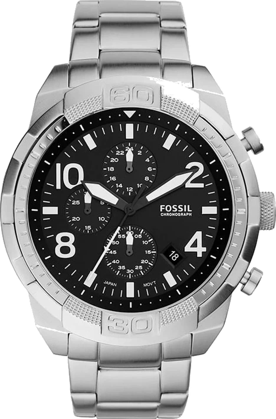 Montre homme Fossil Bronson FS5710 chronographe argent bracelet en acier inoxydable