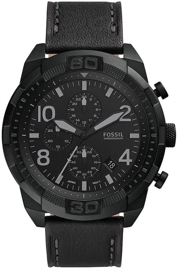 Montre Homme Fossil Bronson FS5874 cadran noir bracelet cuir
