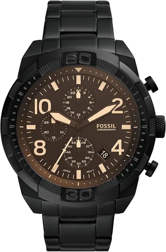 Montre Homme Fossil Bronson FS5876 cadran marron bracelet acier