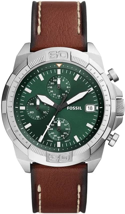 Montre Homme Fossil Bronson FS5898 cadran vert bracelet cuir