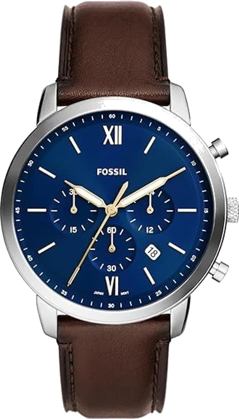 Montre Homme Fossil Neutra FS6018 cadran bleu bracelet cuir