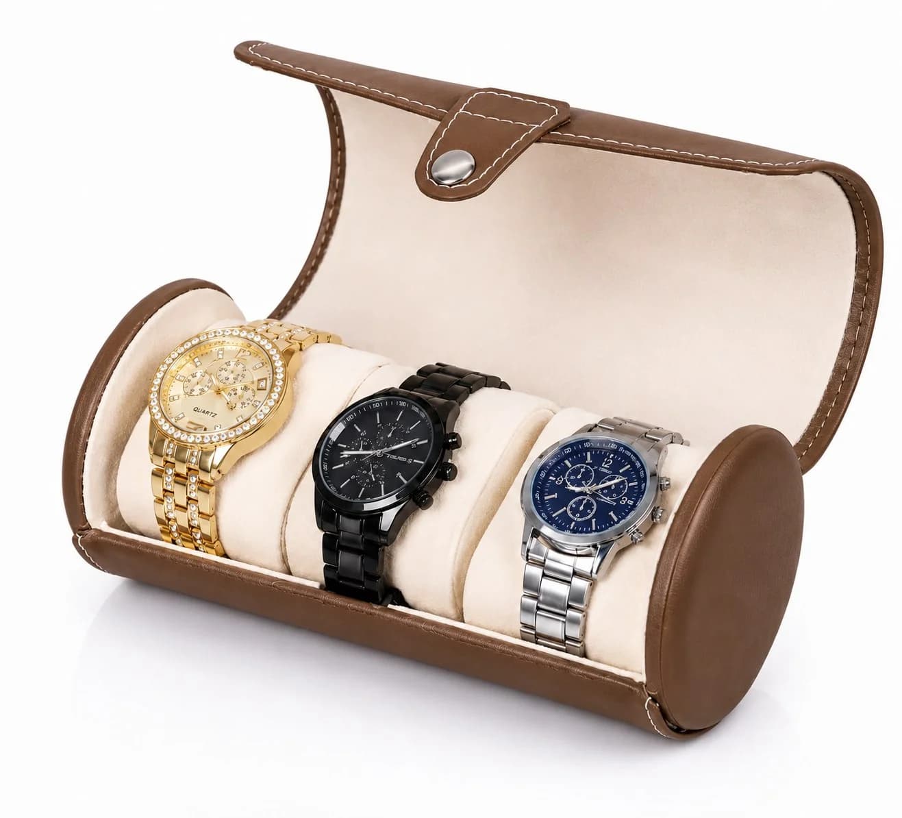 Étui rouleau Voyager marron pour 3 montres : Watch Roll voyage