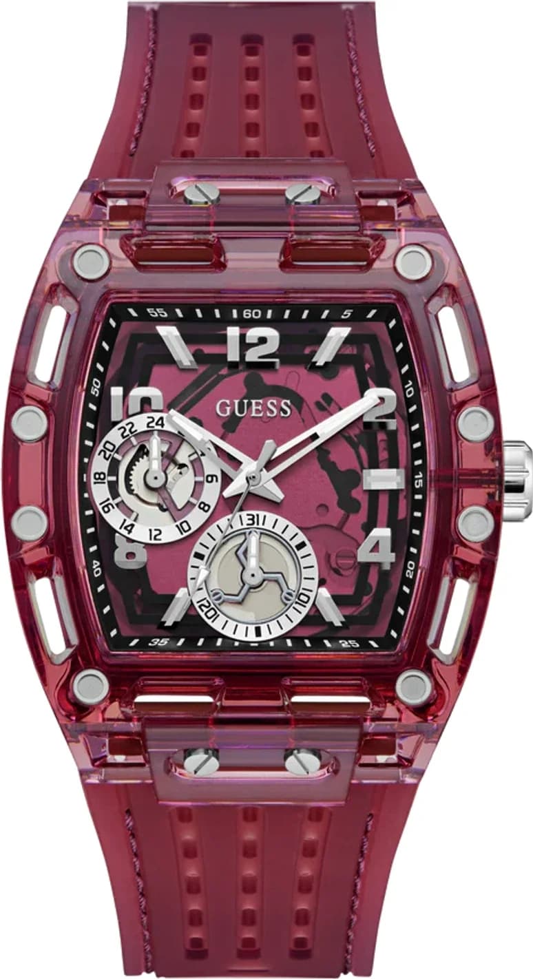 Montre Homme Guess Phoenix GW0499G12 cadran bordeaux bracelet silicone bordeaux