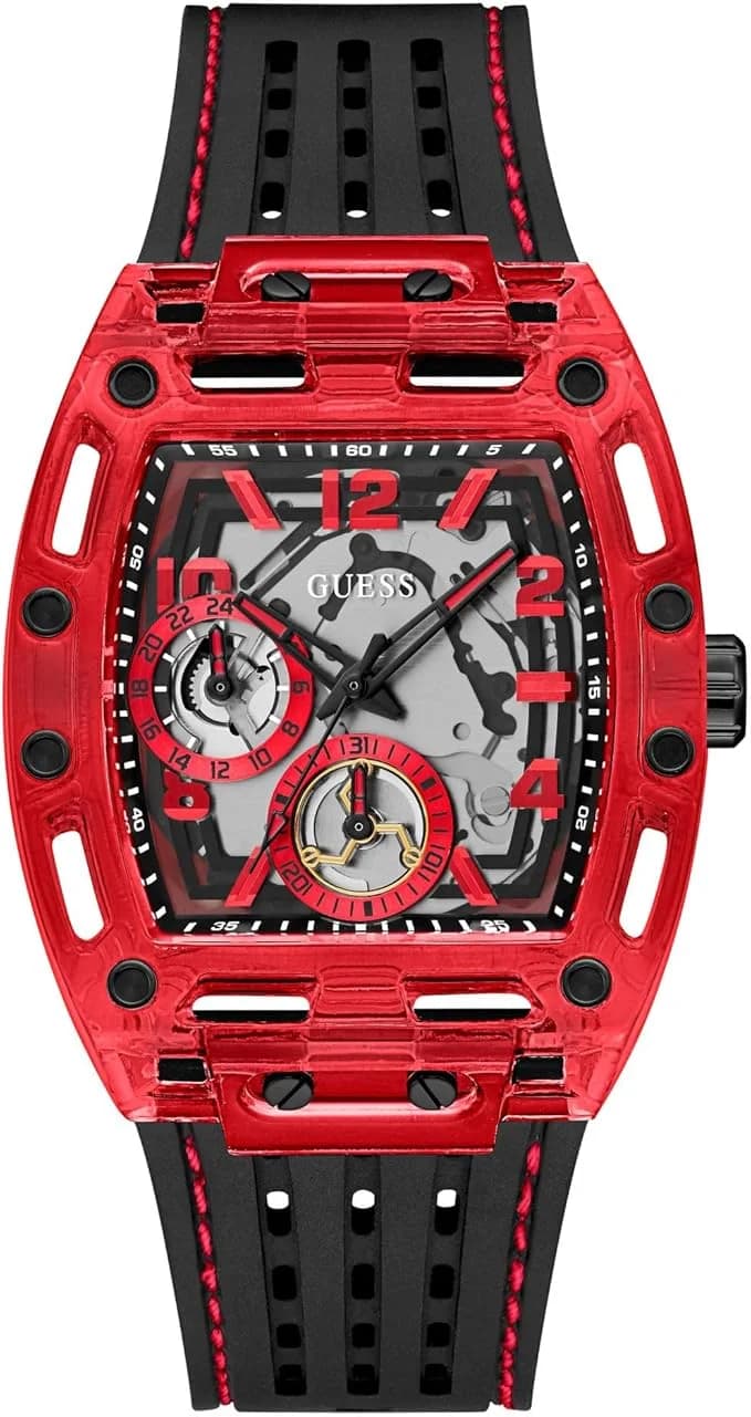 Montre Homme Guess Phoenix GW0499G4 cadran noir bracelet silicone noir