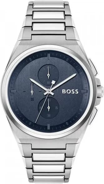 Montre Homme Hugo Boss Steer 1514048 bracelet acier argent cadran bleu