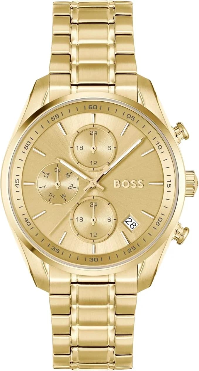Montre Femme Hugo Boss Grand Tour 1502768 dorée bracelet maillons acier