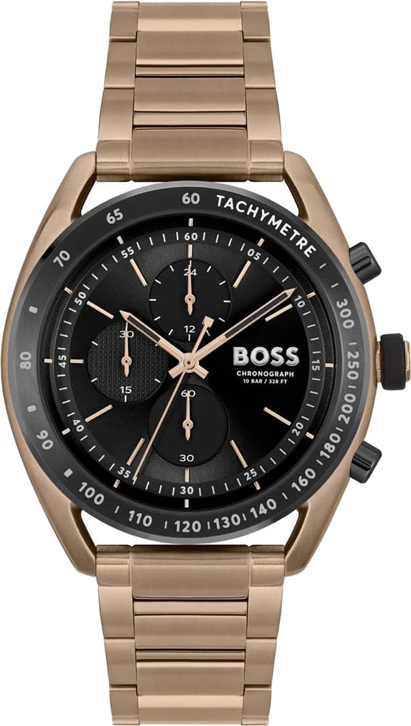 Montre Homme Hugo Boss Center Court 1514027 bracelet acier bronze cadran noir multifonctions