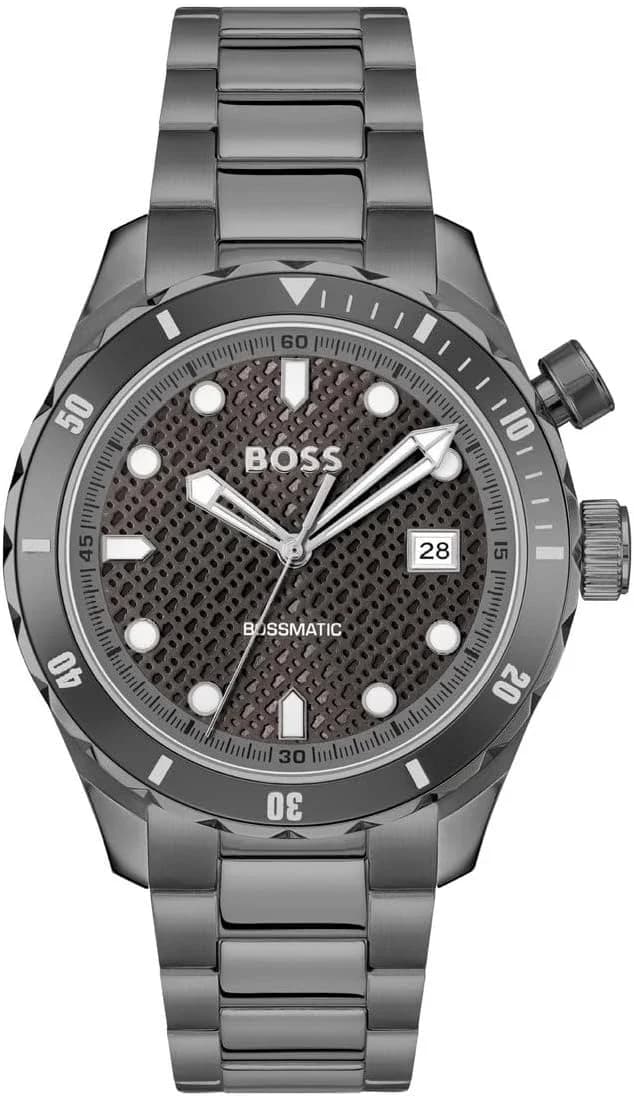 Montre Homme Hugo Boss Automatique Bossmatic 1514213 grise bracelet maillons acier